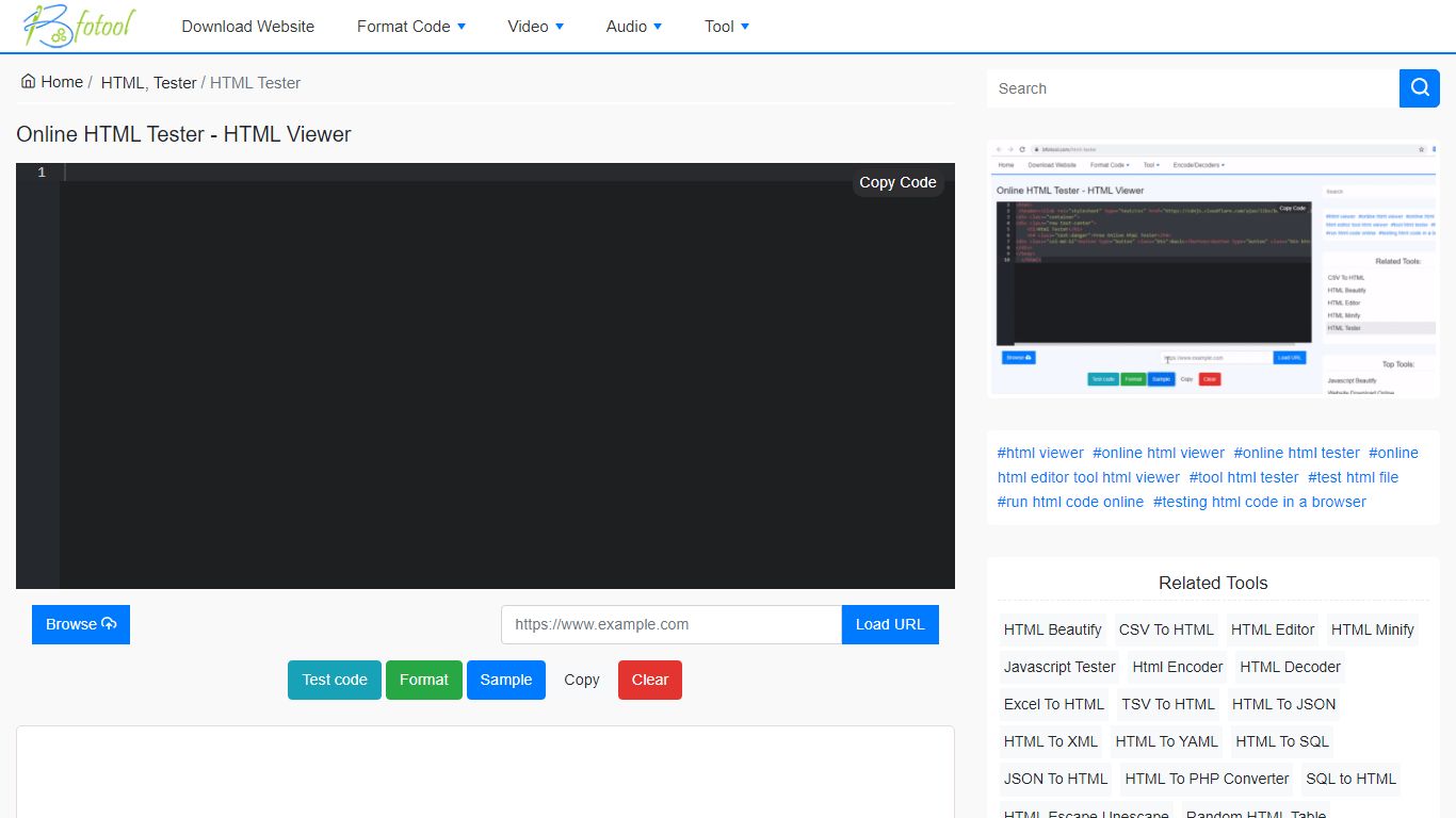 Online HTML Tester - HTML Viewer - bfotool